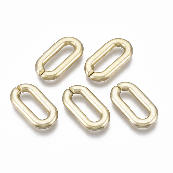 Spray Painted CCB Plastic Linking Rings, Quick Link Connectors, For Jewelry Cable Chains Making, Oval, Gold, 20x11x3mm, Inner Diameter: 4x14mm