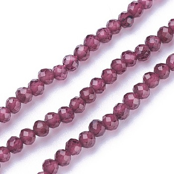 Natural Garnet Beads Strands, Faceted, Round, 2~2.5mm, Hole: 0.5mm, about 180~200pcs/strand, 14.5~16.1 inch(37~41cm)