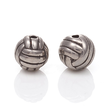 304 Stainless Steel Beads, Sports Beads, Volleyball, Antique Silver, 9.5mm, Hole: 1.6mm