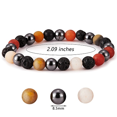 4Pcs 4 Style Natural Gemstone Round Beaded Stretch Bracelets Set(BJEW-SZ0002-19)-7