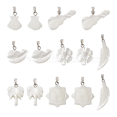 craftdady 14pcs 7 styles pendentifs en coquillages d'eau douce naturels(SHEL-CD0001-05)-2