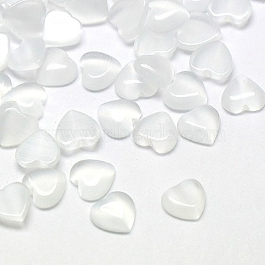 6mm White Heart Glass Cabochons