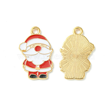 Light Gold White Santa Claus Alloy+Enamel Pendants