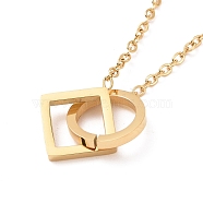 Ion Plating(IP) 304 Stainless Steel Ring with Rhombus Pendant Necklace for Men Women, Golden, 16.73 inch(42.5cm)(NJEW-A004-20G)