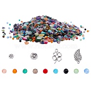DIY Jewelry Making Kits, include Glass Beads, Freshwater Shell Beads, Natural & Synthetic Gemstone Beads strand, Tibetan Style Alloy Pendants & Beads, Mixed Color, 4mm, Hole: 1mm, 9 colors, 49pcs/color, 441pcs(DIY-PH0027-98)