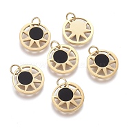 316 Surgical Stainless Steel Charms, with Acrylic and Jump Ring, Ring with Sun, Golden, 12x1.5mm, Hole: 2.8mm(STAS-F256-045G)