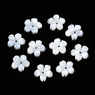 Natural White Shell Beads, Mother of Pearl Shell Beads, Flower, Seashell Color, 9x9.5x1mm, Hole: 1mm(SSHEL-S260-057)