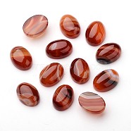 Natural Striped Agate/Banded Agate Oval Cabochons, Dyed, 18x13x5.5~7.5mm(G-L394-02-18x13mm)