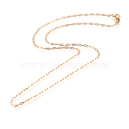 304 Stainless Steel Cable Chains Necklaces, with Lobster Claw Clasps, Golden, 19.69 inch(50cm), 1.8x0.4mm, link: 3.5x1.7x0.4mm(MAK-L015-37B)