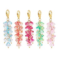 Trumpet Flower Glass Pendant Decorations, Lobster Clasp Charms, Clip-on Charms, for Keychain, Purse, Backpack Ornament, Mixed Color, 69mm, 5pcs/set(HJEW-JM00800)