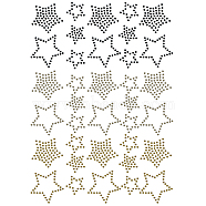 Glass Hotfix Rhinestone, Iron on Appliques, Costume Accessories, for Clothes, Bags, Pants, Star, 297x210mm(DIY-WH0303-243)