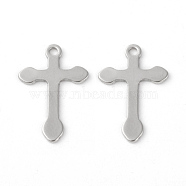202 Stainless Steel Pendants, Cross, Stainless Steel Color, 18x12x0.8mm, Hole: 1.4mm(STAS-F192-081P)