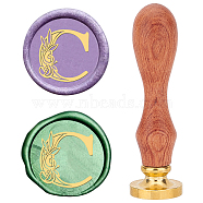 Brass Wax Seal Stamps with Rosewood Handle, for DIY Scrapbooking, Letter C, 25mm(AJEW-WH0412-0117)