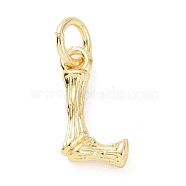 Brass Pendants, with Jump Ring, Golden, Letter Charm, Letter L, 12x6x2mm, Hole: 3mm(KK-K165-04L)