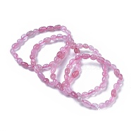 Natural Rose Quartz Bead Stretch Bracelets, Tumbled Stone, Nuggets, Inner Diameter: 2~2-1/4 inch(5.2~5.6cm)(BJEW-K213-34)