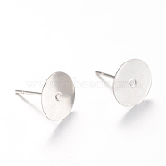 304 Stainless Steel Stud Earring Findings, Stainless Steel Color, 8mm, Pin: 0.7mm(X-STAS-T007-8mm-01)