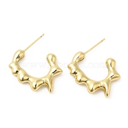 Brass Ring Melting Stud Earrings, Half Hoop Earrings, Lead Free & Cadmium Free, Real 18K Gold Plated, 24x4mm(EJEW-Q770-12G)