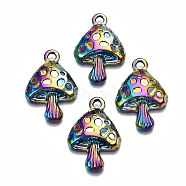 Rainbow Color Alloy Pendants, Cadmium Free & Lead Free, Mushroom Shape, 25.5x17.5x5mm, Hole: 2mm(PALLOY-S180-045-RS)