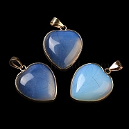 Opalite Pendants, Heart Charms, with Golden Tone Iron and Brass Findings, 29x24~24.5x6~6.5mm, Hole: 7~7.3x3.8~4.3mm(G-K335-04G-15)