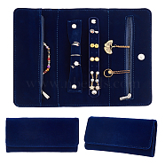 Rectangle Velvet Jewelry Storage Pouches, Jewelry Organizer Zipper Bags, Purse with Snap Button, Midnight Blue, Fold: 10x22x2.8cm(AJEW-WH0020-71)