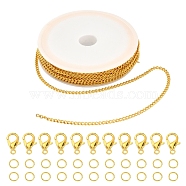 DIY Chains Bracelet Necklace Making Kit, Including Iron Curb Chains & Jump Rings, Alloy Clasps, Golden, Chain: 5m/set(DIY-YW0005-82G)