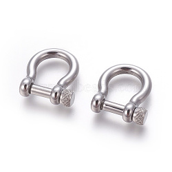 304 Stainless Steel Screw D-Ring Anchor Shackle Clasps, for Bracelets Making, Stainless Steel Color, 24.7x22mm(STAS-E452-43P)