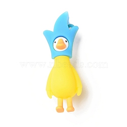 Opaque Resin Cute Duck Big Pendants, Duck Doll Charms, Sky Blue, 70x25x30mm, Hole: 3mm(RESI-D065-B02)