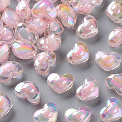 Transparent Acrylic Beads, Bead in Bead, AB Color, Heart, Pink, 13x17x9.5mm, Hole: 2.5mm, about 420pcs/500g(TACR-S152-08B-08)