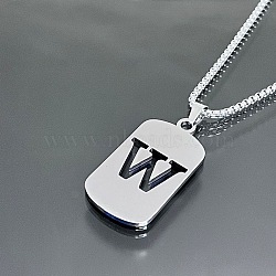 Titanium Steel Box Chain Necklaces, Rectangle with Letter W Pendant Necklaces (YT2090-23)