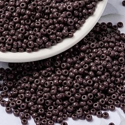 MIYUKI Round Rocailles Beads, Japanese Seed Beads, (RR497) Opaque Chocolate, 8/0, 3mm, Hole: 1mm about 422~455pcs/bottle, 10g/bottle(SEED-JP0009-RR0497)