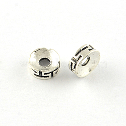 Flat Round Tibetan Style Alloy Spacers Beads, Cadmium Free & Lead Free, Antique Silver, 7.5x3mm, Hole: 2mm(X-TIBEB-Q066-06AS-LF)