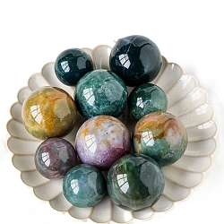 Natural Ocean Jasper Crystal Ball, Reiki Energy Stone Display Decorations for Healing, Meditation, Witchcraft, 20~30mm(PW-WG31999-01)