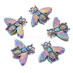 Rainbow Color Alloy Pendants, Cadmium Free & Nickel Free & Lead Free, Bee, 25x30x5mm, Hole: 1.8mm(PALLOY-N156-184-NR)