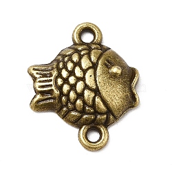 Tibetan Style Alloy Connector Charms, Fish Links, Antique Bronze, 18x15x3.5mm, Hole: 1.4mm, about: 909pcs/1000g(PALLOY-M198-19AB)