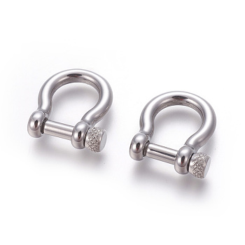 304 Stainless Steel Screw D-Ring Anchor Shackle Clasps, for Bracelets Making, Stainless Steel Color, 24.7x22mm