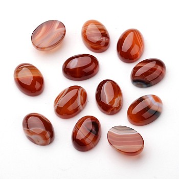 Natural Striped Agate/Banded Agate Oval Cabochons, Dyed, 18x13x5.5~7.5mm