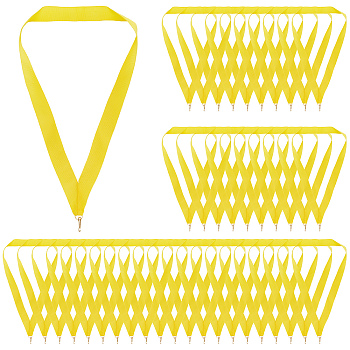 Polyester Medal Straps, Award Neck Ribbons, Medal Lanyards, with Iron Clasps, Yellow, 400x25mm