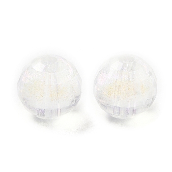 Transparent Acrylic Beads, with Glitter, Faceted, Round, Colorful, 8mm, Hole: 1.7mm, about 1670pcs/500g