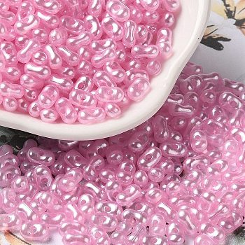 Opaque Acrylic Beads, Beans, Pearl Pink, 6x3.5x3mm, Hole: 1.2mm, about 10000pcs/500g