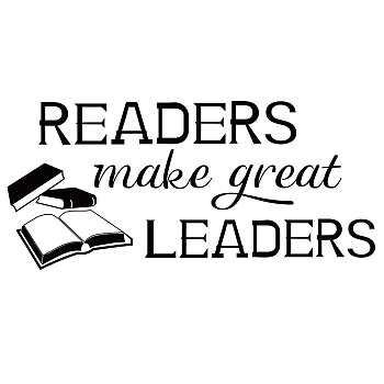 PVC Wall Stickers, for Home Living Room Bedroom Decoration, Maxim, Word Readers Make Great Leaders, Black, 57x26cm