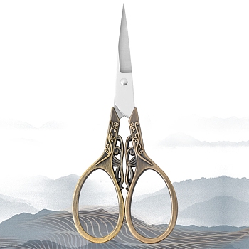 Stainless Steel Scissors, Embroidery Scissors, Sewing Scissors, with Zinc Alloy Handle, Antique Bronze, 110x47mm