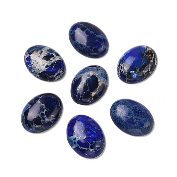 Natural Imperial Jasper, Dyed, Oval, Midnight Blue, 30x22~22.5x7.5~8mm