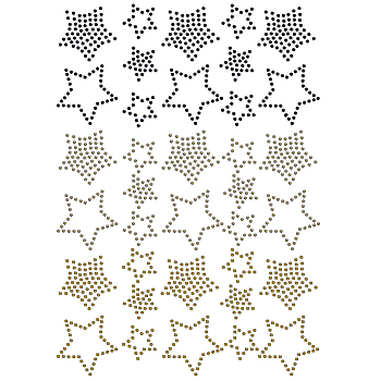 Glass Hotfix Rhinestone, Iron on Appliques, Costume Accessories, for Clothes, Bags, Pants, Star, 297x210mm