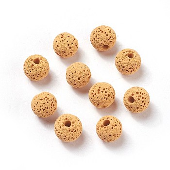 Unwaxed Natural Lava Rock Beads, for Perfume Essential Oil Beads, Aromatherapy Beads, Dyed, Round, Orange, 8.5mm, Hole: 1.5~2mm