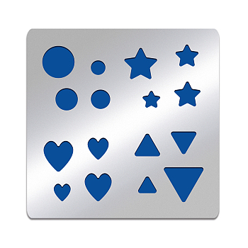Stainless Steel Cutting Dies Stencils, for DIY Scrapbooking/Photo Album, Decorative Embossing DIY Paper Card, Matte Style, Stainless Steel Color, Heart & Round & Star & Triangle, Geometric Pattern, 15.6x15.6cm