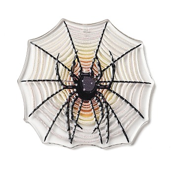 Spider Web Acrylic Pendants, WhiteSmoke, 39x39.5x2mm, Hole: 1.5mm