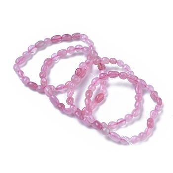 Natural Rose Quartz Bead Stretch Bracelets, Tumbled Stone, Nuggets, Inner Diameter: 2~2-1/4 inch(5.2~5.6cm)