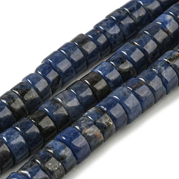 Natural Dumortierite Beads Strands, Disc, Heishi Beads, 6.5~7x3mm, Hole: 1mm, about 119pcs/strand, 15.51''(39.4cm)