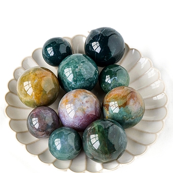 Natural Ocean Jasper Crystal Ball, Reiki Energy Stone Display Decorations for Healing, Meditation, Witchcraft, 20~30mm