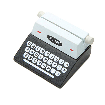 Resin Miniature Typewriter Shape Memo Holders, for Dollhouse Accessories, Pretending Prop Decorations, Black, 50x42x25mm